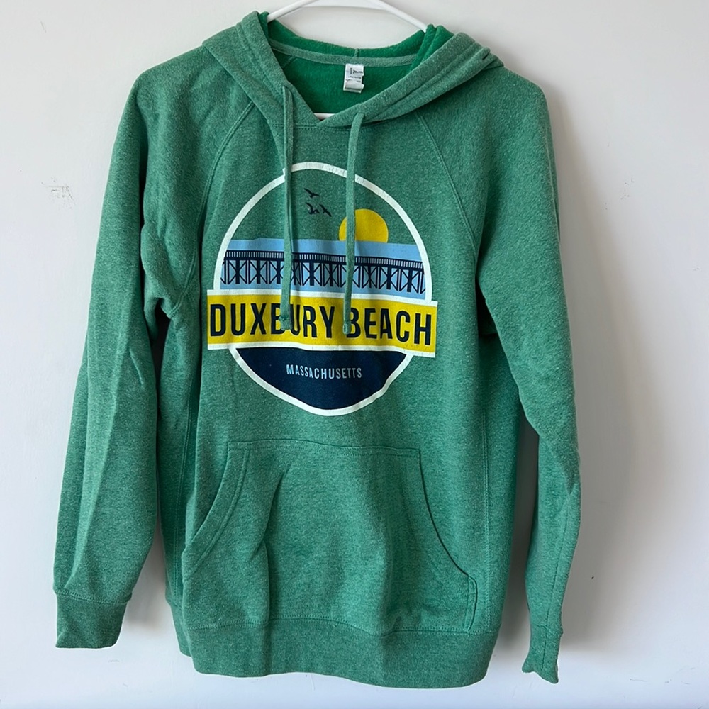 3/$15 Duxbury Beach green soft hoodie | S